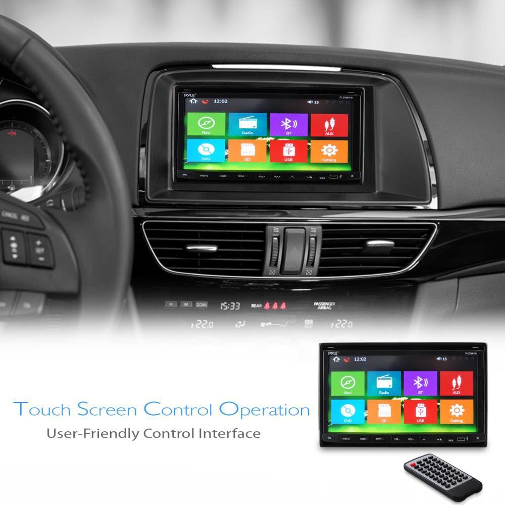 7” Double Din Car Stereo - In Dash Receiver with GPS Navigation, Touchscreen, CD/DVD Player, Android System, LCD Monitor Screen, MP3, USB, SD, FM Bluetooth Compatible- Pyle PLDNB78I