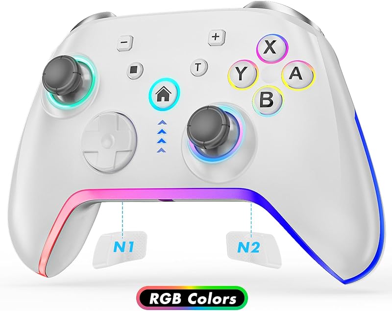 Wireless Pro Controller for Switch 2/Switch/Lite/OLED,Replacement for Switch Pro Controller,Switch 2 Controller Support PC & Android/iOS with RGB LED,Wake-up,Programmable,Adjustable Turbo Vibration Function