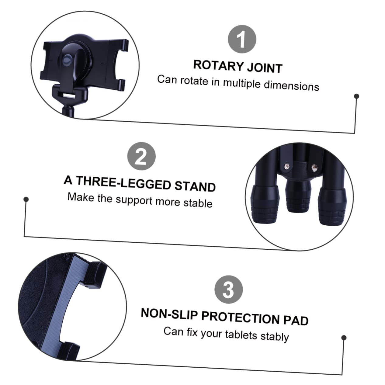 Support de Tablette Réglable en Aluminium Pad Anti-dérapant pour 10 Pouces