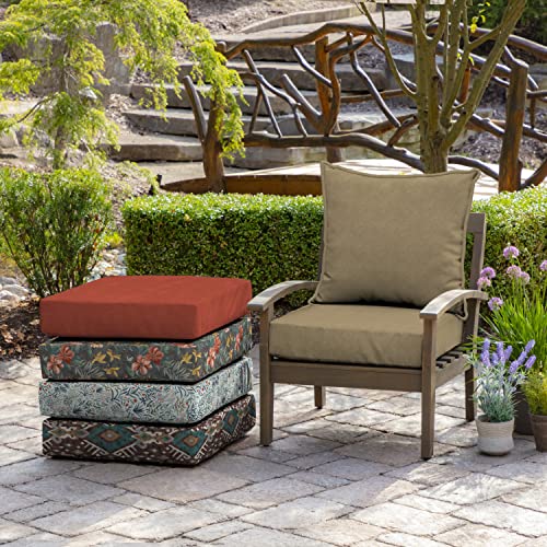Image of Arden Olefin Outdoor Deep Seat Cushion Set (2-Pack), 24 in x 24 in, Weather-Proof, Rain-Proof, Fade Resistant Patio Cushion for Chair, Sofa, and Couch Tan Hamilton