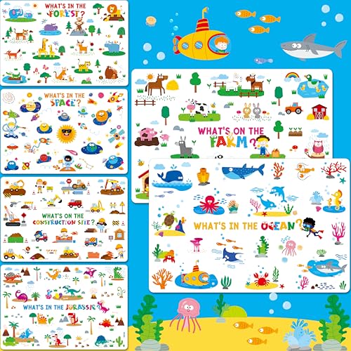 6 Pack Placemats for Kids, Non-Slip Washable, Reusable...