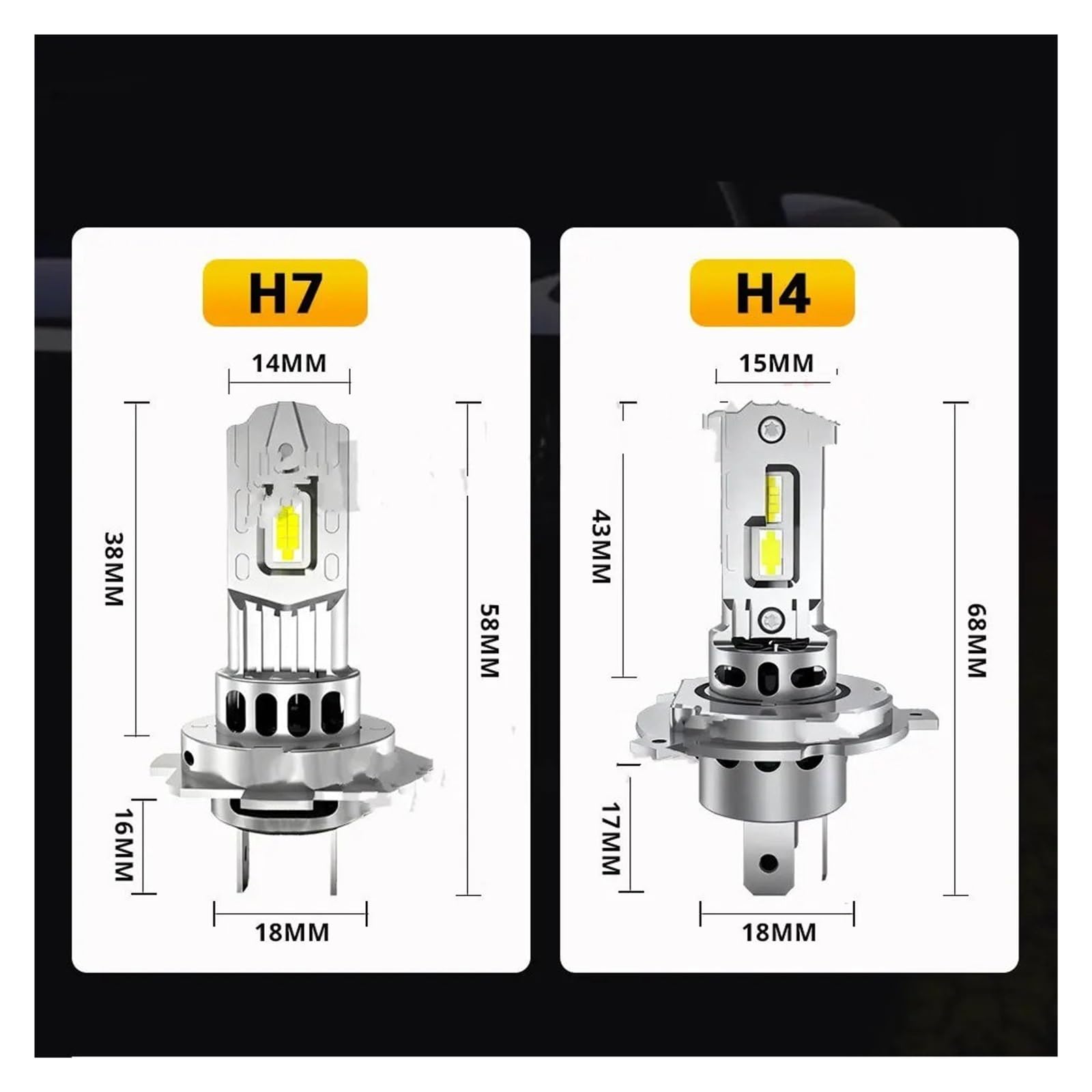 Faro anteriore completo Fari H7 LED Canbus Per Auto 2500W Automobile H4 Fendinebbia Nessun Errore Fascio E Basso Wireless 1:1 Luce 12V Faros Anteriores Completos Sinistro/Destro(2 PCS H4 LED Light)