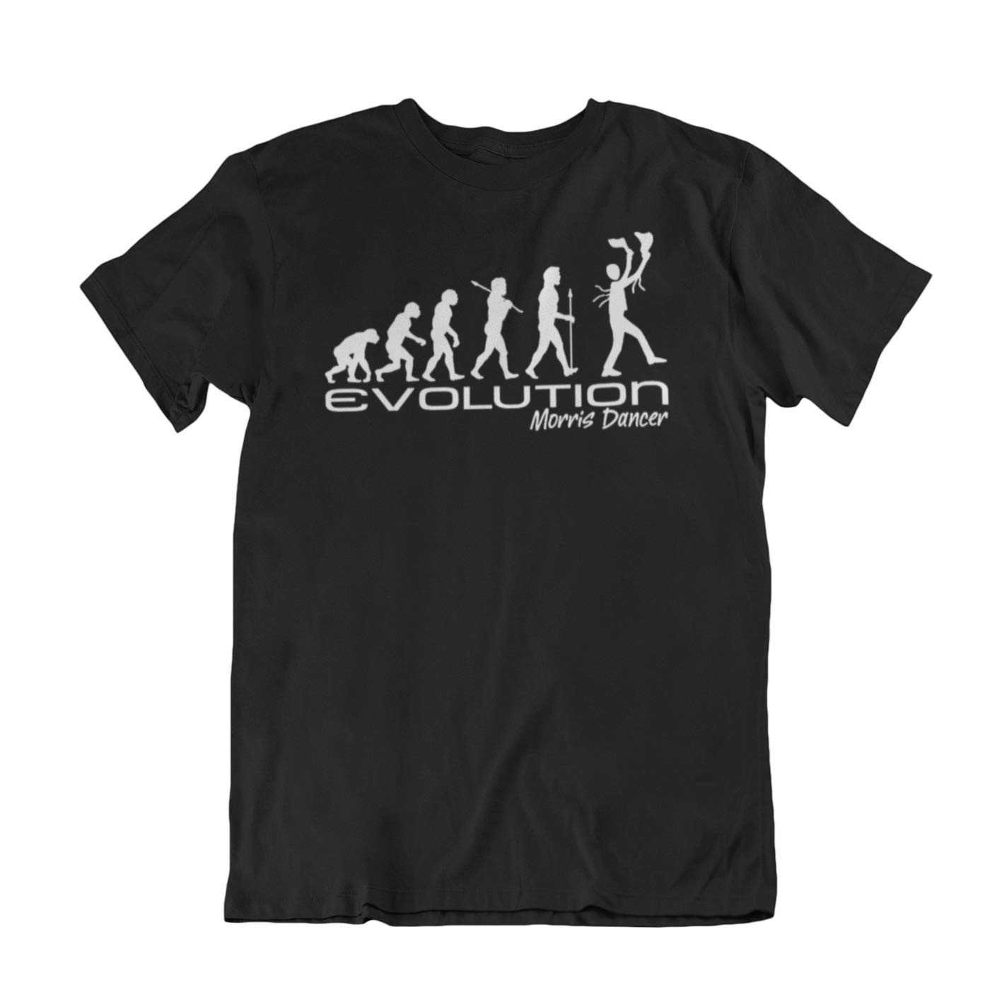 Evolution of A Morris Dancer - Mens Dancing Hobbie Novelty Organic Cotton T-Shirt (Medium, Black)