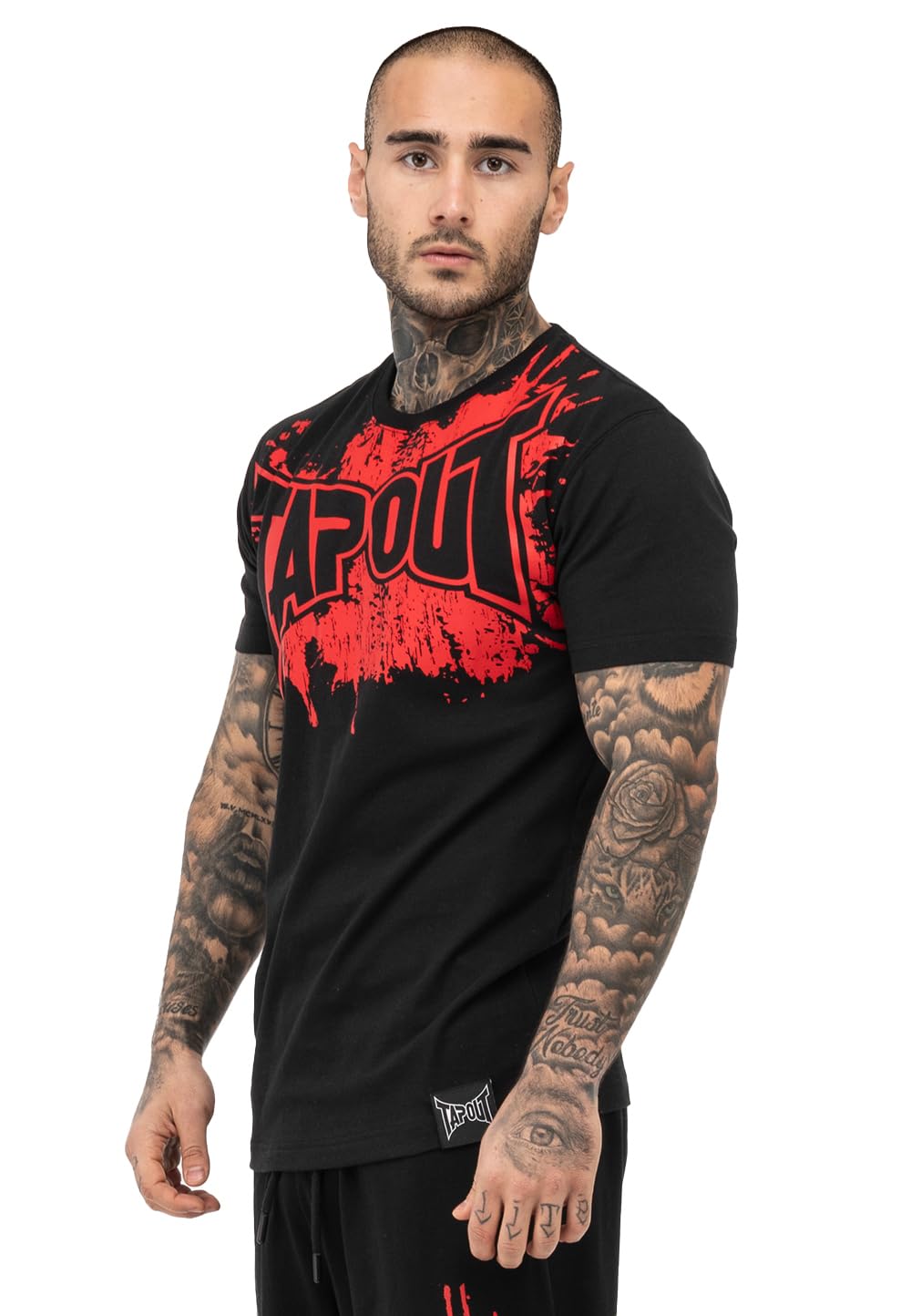 Tapout Men's Splashed T-Shirt, Black/red, L