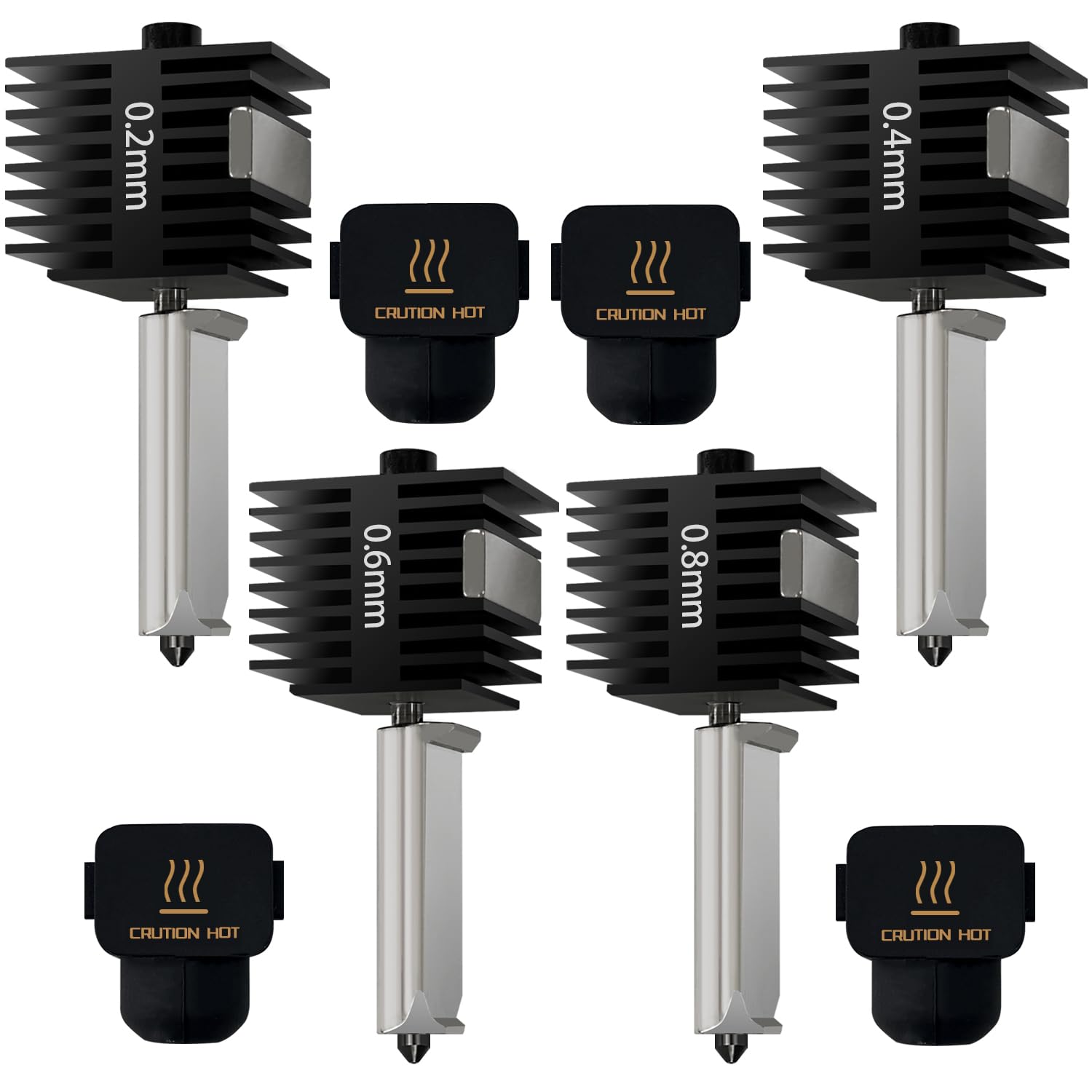 4 PCS A1 Mini/A1/A2L Hotend Kits 0.2/0.4/0.6/0.8MM Hardened Steel Nozzle