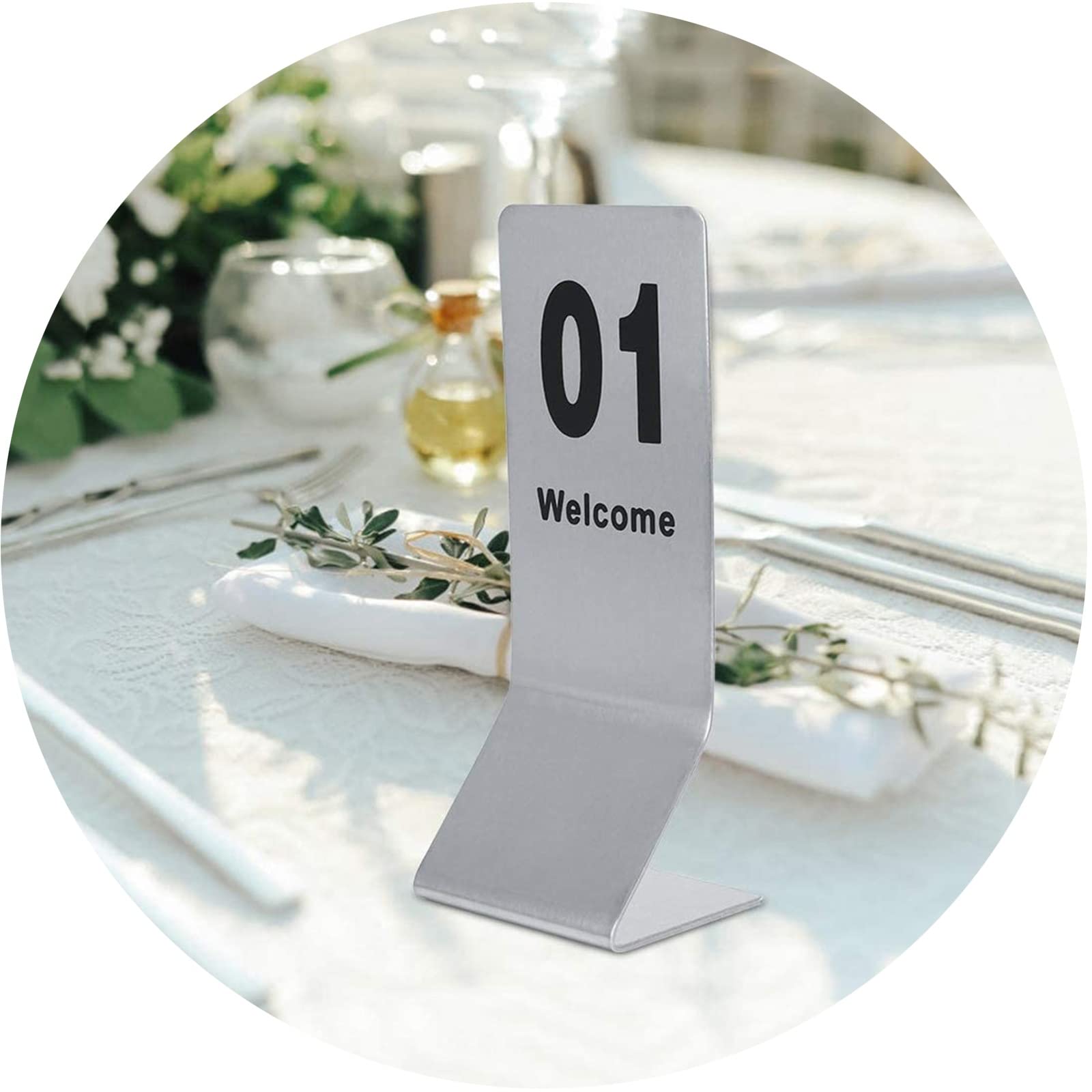 Stehende Tischnummern für Hochzeiten, 1-25 1-50 Tischnummernkarten aus Edelstahl – robust und leicht zu reinigen, zyklisch verwendbar, Tischschilder für Restaurants, Tischkartenhalter (1-25 15,5