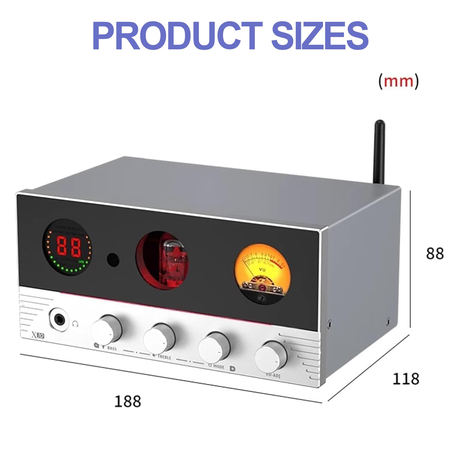 Amplificador de auriculares con decodificador de válvulas, amplificador de audio HiFi de 2.1 canales, 7 modos de iluminación ambiental, 6 modos de entrada/3 modos de salida de audio, ajuste de agudos