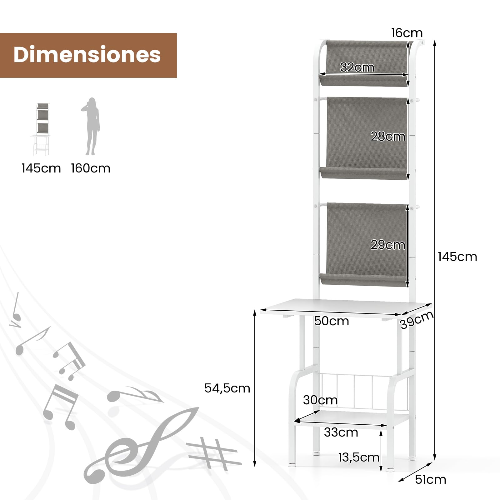 COSTWAY Soporte para Tocadiscos de 5 Niveles, Almacenamiento de Vinilos Armario Tocadiscos con Estante para Exhibición de Vinilos, Mesa para Reproductor de Discos (Blanco)