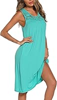 Vista 3 de YOZLY Camisones para mujer, suave, sin mangas, vestido de noche de encaje