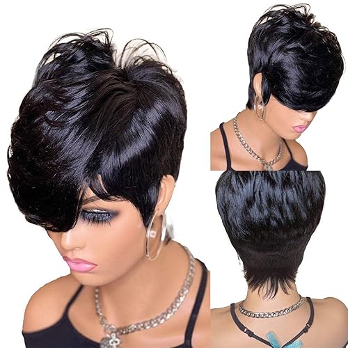 Short Bob Wig Human Hair Pixie Cut Wig for Black