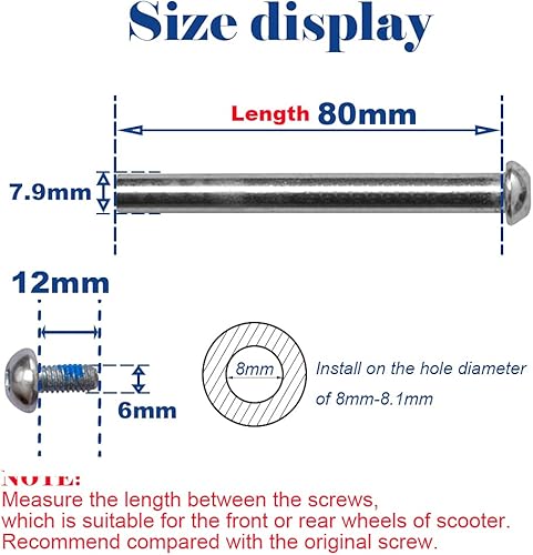 Miniatura 2 de Tornillos M8 para 2-3-4 ruedas Kid Scoote Reemplazo Micro Mini Scooter plegable Kick Scooter Niños Scooters reparación de ejes (60)