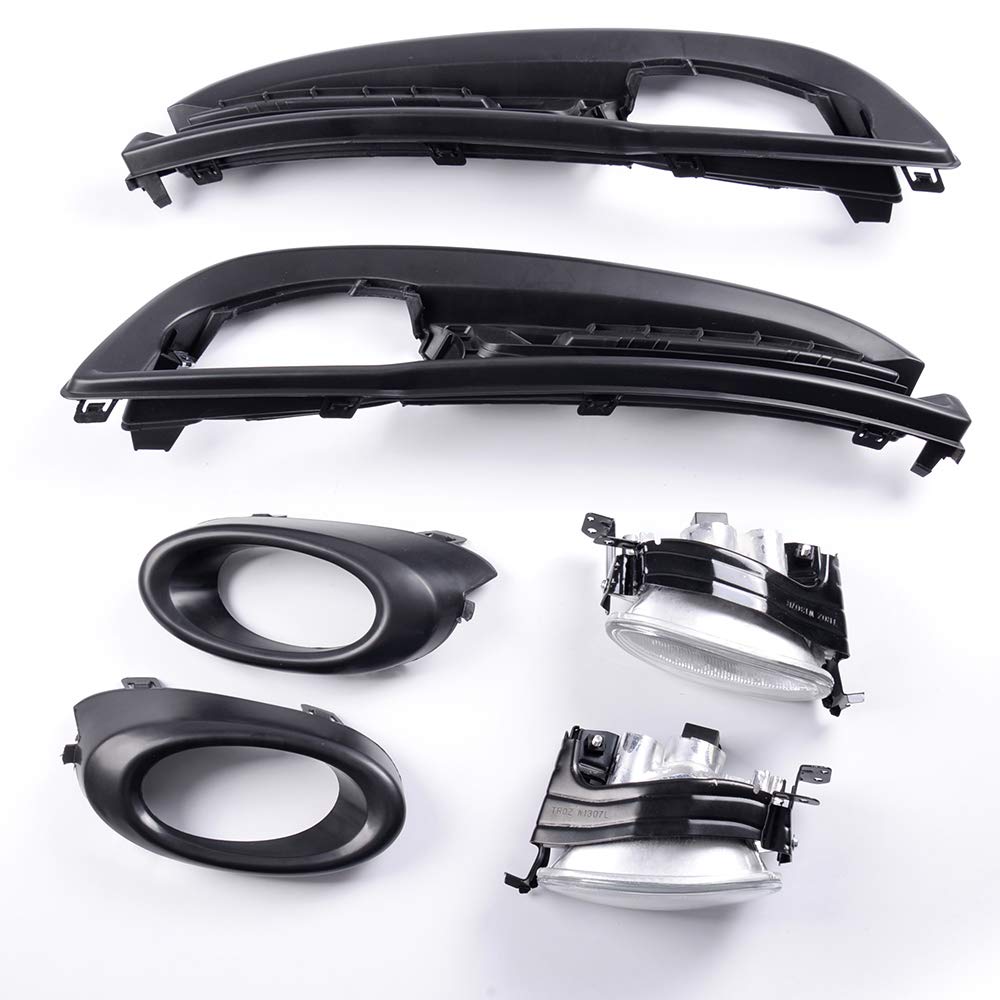 G-PLUS Clear Plastic Lens Bumper Driving Fog Lights Compatible With 2013-2015 Honda Civic Sedan 4-Door Lights Assembly With H11 12V 55W Halogen Bulbs + Wiring Kit & Swith