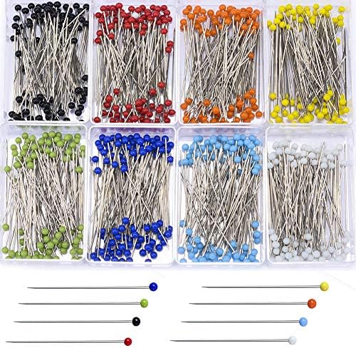 Sewing Pins 800 PCS Straight Quilting Pins 1.6 in Glass Ball Head Pins for Fabric Crafting