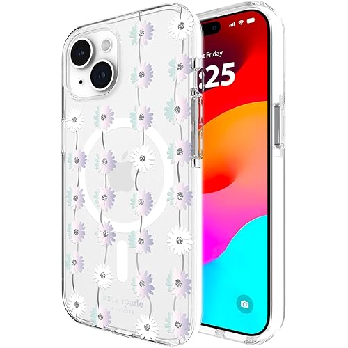 kate spade new york iPhone 15 Case / iPhone 14 Case / iPhone 13 Case, Compatible with MagSafe - Daisy Chain Iridescent