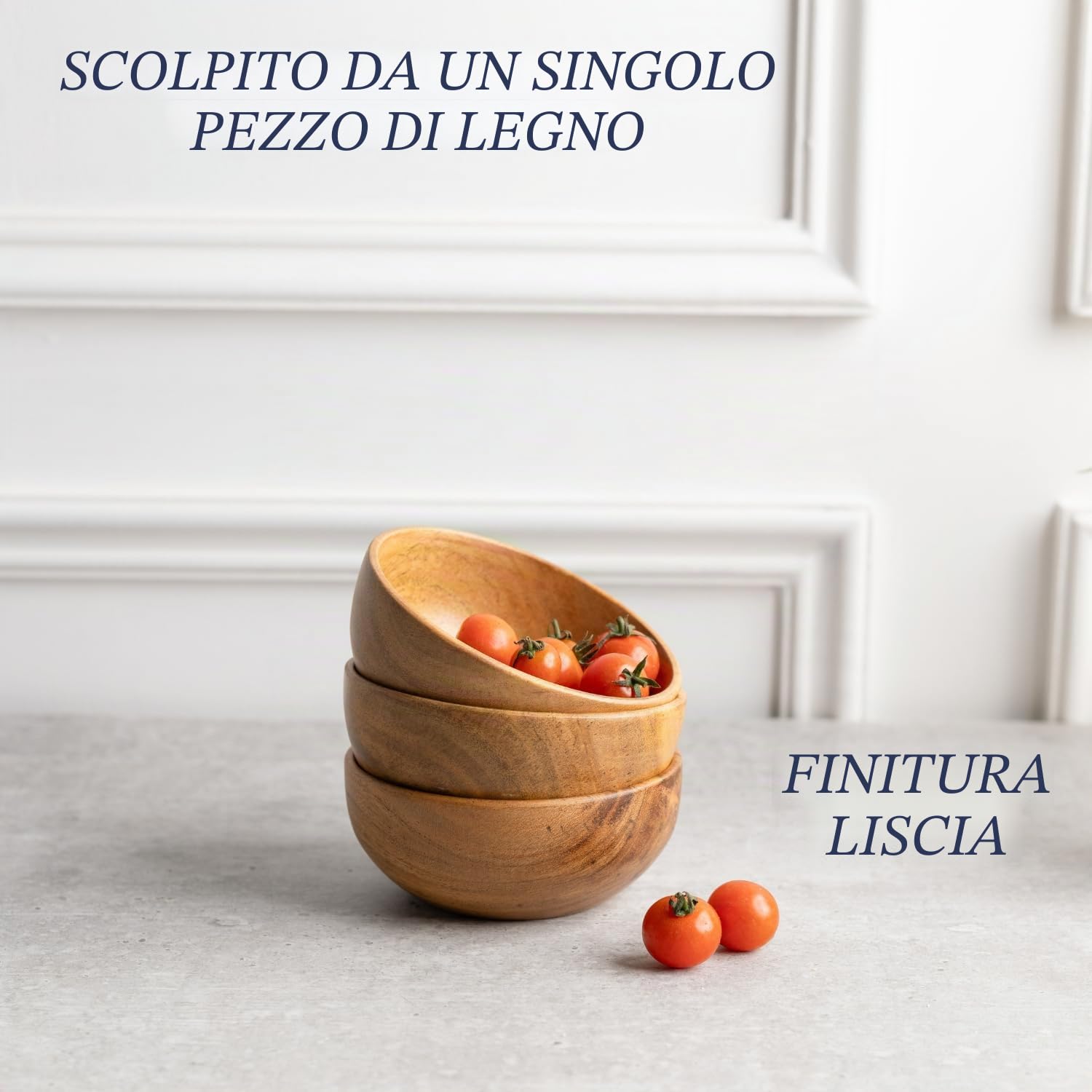 Set di 6 piccole ciotole da dessert in legno di acacia, 10,2 x 5,1 cm, capacità 230 ml, da utilizzare per immersione, contorni, condimenti, noci, gelati, snack, salse, salse, pistacchio