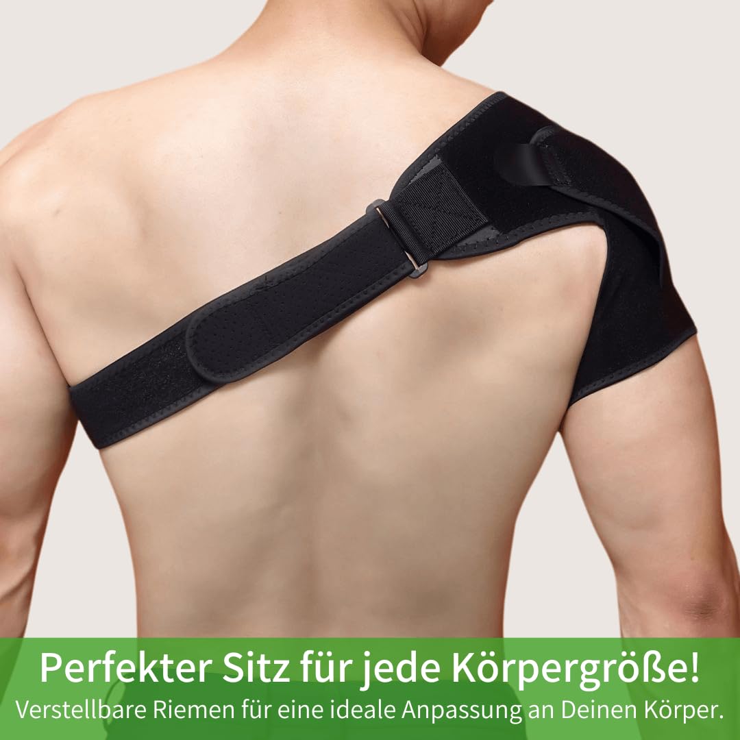 MEIION Vuleia FlexiBrace - Sanfte Schulterstütze für sofortige Schmerzlinderung Verstellbare Schulterstütze mit Druckpolster Unisex, geeignet für linke und rechte Schulter