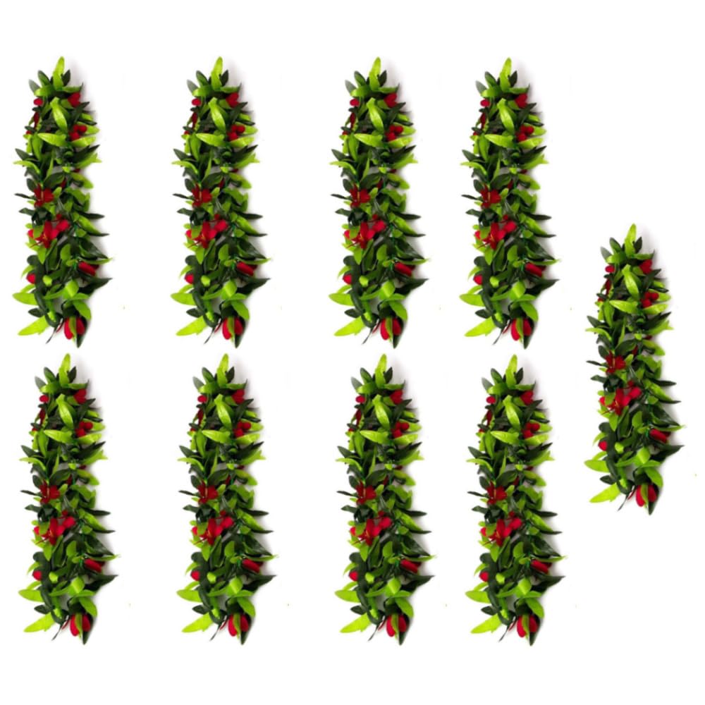 9 Pcs Blumen Halskette Hawaii Rot Blumenkette mit Grün Blätt Künstliche Blumengirlande Faux Pflanze Girlande Hawaiiketten Floral Leis Partygirlande Deko Zubehör für Luau Sommer Strand Party
