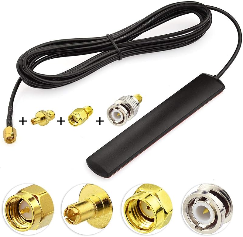 Eightwood 4G LTE Antenna 3dBi SMA Csatlakozóval, Üvegtartóval és 3 Adapterrel - GSM/3G/4G Router és Hotspot Kompatibilis, 3m Kábel