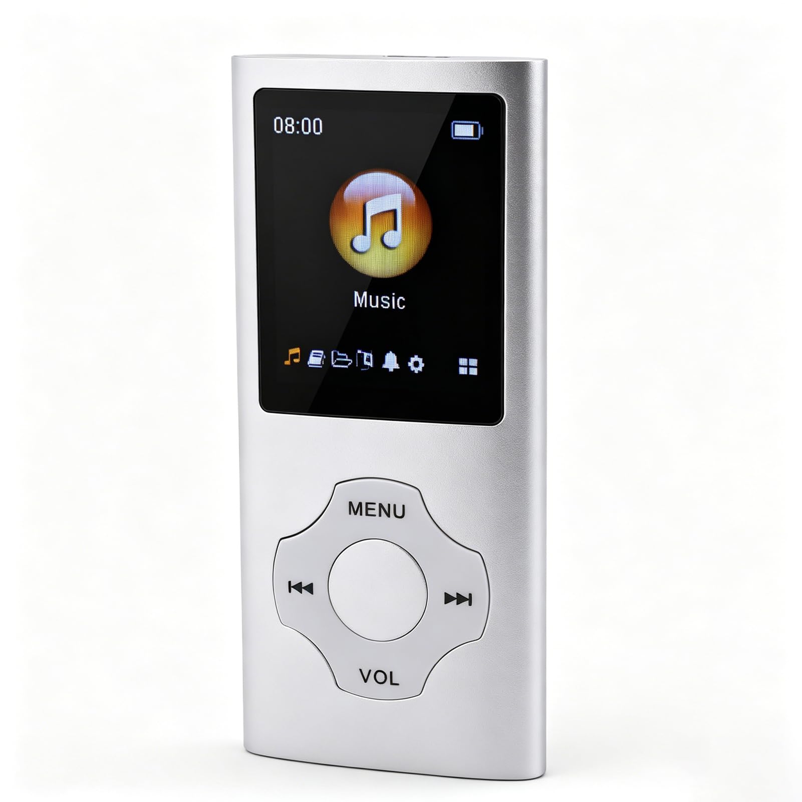 Vbestlife MP3 Player, Bluetooth 5.3 Music Player with 1.8 Inch LCD Screen, FM Radio, E-Book, Voice Recorder, for Sports, Gym, Running (Silver Grey)-image-39