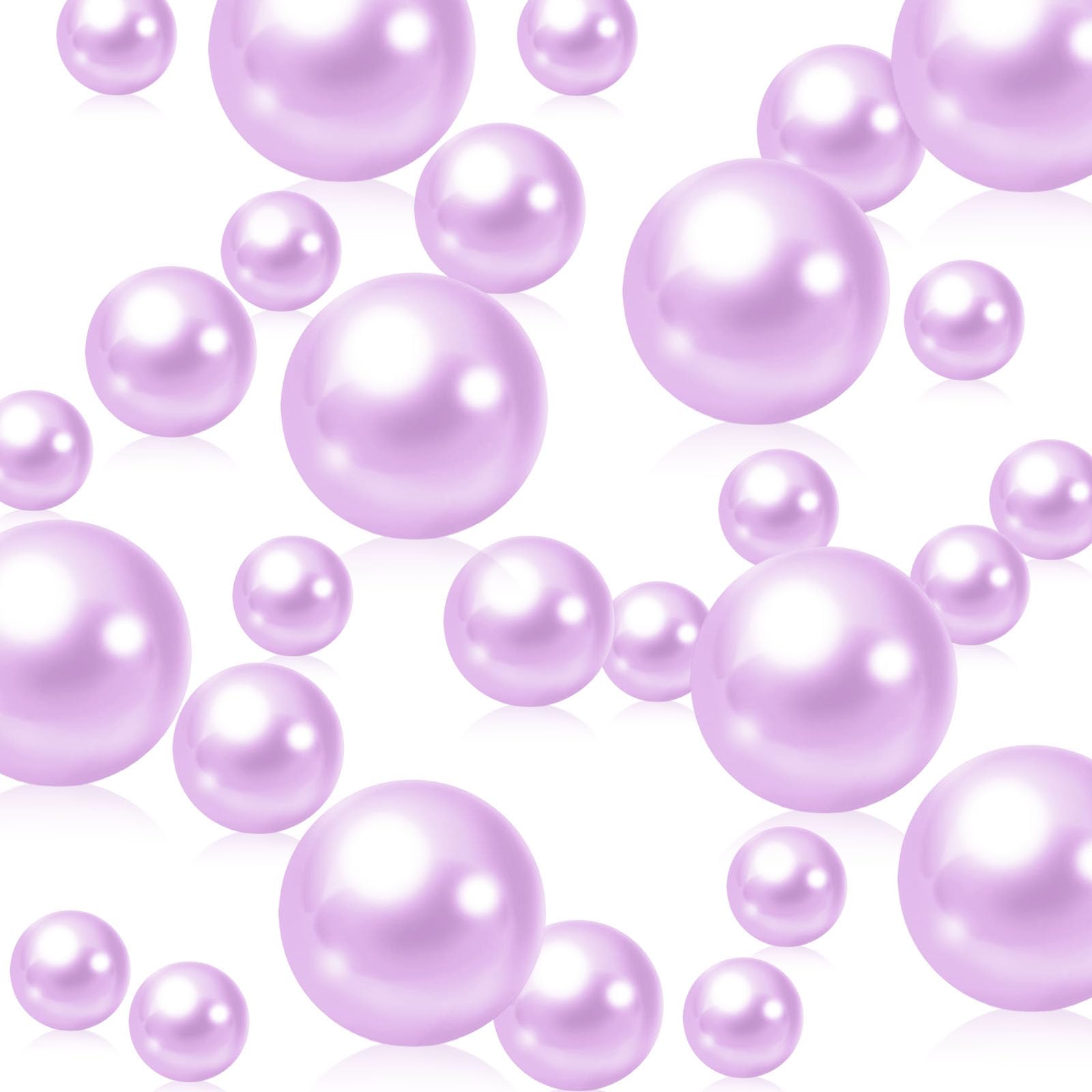 200 PCS Light Purple Vase Fillers, Pearls Bead for Centerpieces Vases, 10/14/20 MM No Hole Beads, Fake Pearls for Wedding Birthday Easter Theme Party