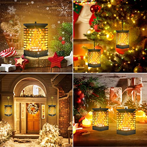 Arzerlize Solar Lanterns Outdoor Hanging Lights Waterproof, Usb Or Solar Powered Flickering Flame Hanging Lantern Lights Outdoor Christmas Decoration For Garden Patio Porch Camper Deck 99Led Yellow 2P #TOP4