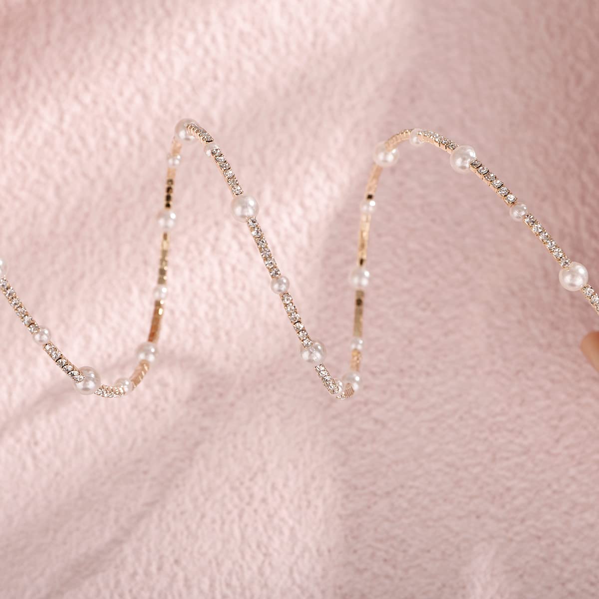 Pulseras bohemias de perlas sintéticas para mujer, pulseras ajustables en capas para niñas, diamantes de imitación de cristal, joyería de mano para novia, boda, cadenas elásticas de mano 6