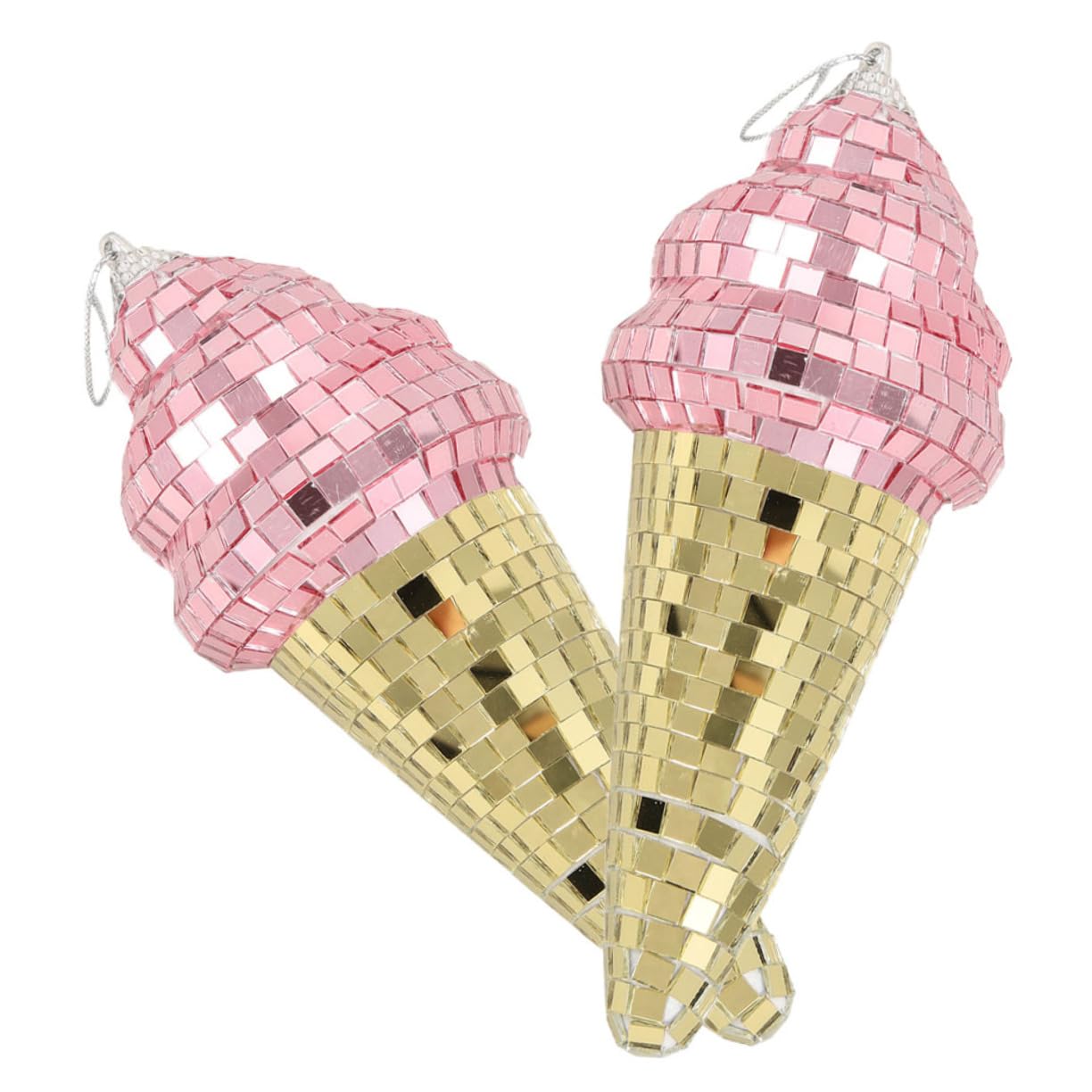 SUPVOX 2pcs Disco Ice Cream Shape Hanging Decor for Summer Parties Cute Dessert Ornaments for Indoor and Outdoor Celebration Vibrant Atmosphere Enhancer for Room Decoration