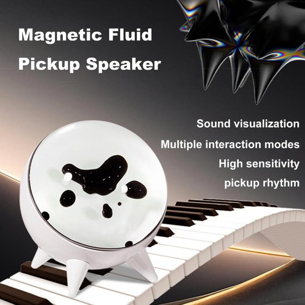 Visualizzatore Ferrofluid, Altoparlante Ritmico Musicale Ricaricabile con Pickup Magnetico, Regalo di Natale per La Decorazione della Casa, Bianco