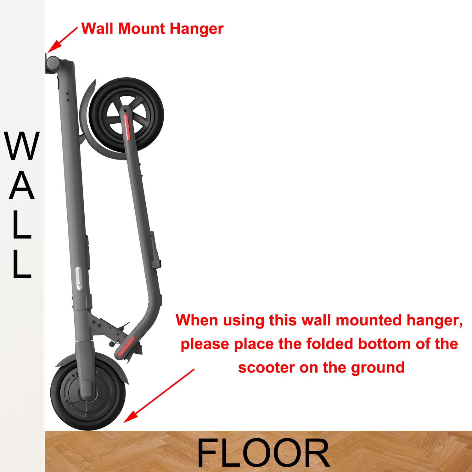 MORICHS Wall Mount Hanger for Ninebot Segway ES1 ES2 ES4 Electric Scooter, Wall Mount Storage Holder