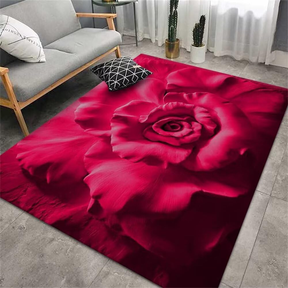 Decoración Habitación Niña Geometría Moderna, Moda, Sala De Estar Simple, Sofás Y Dormitorios Antideslizantes Alfombras De Habitacion Infantil Niña Rojo Alfombras Pequeñas para Dorm 140X200CM