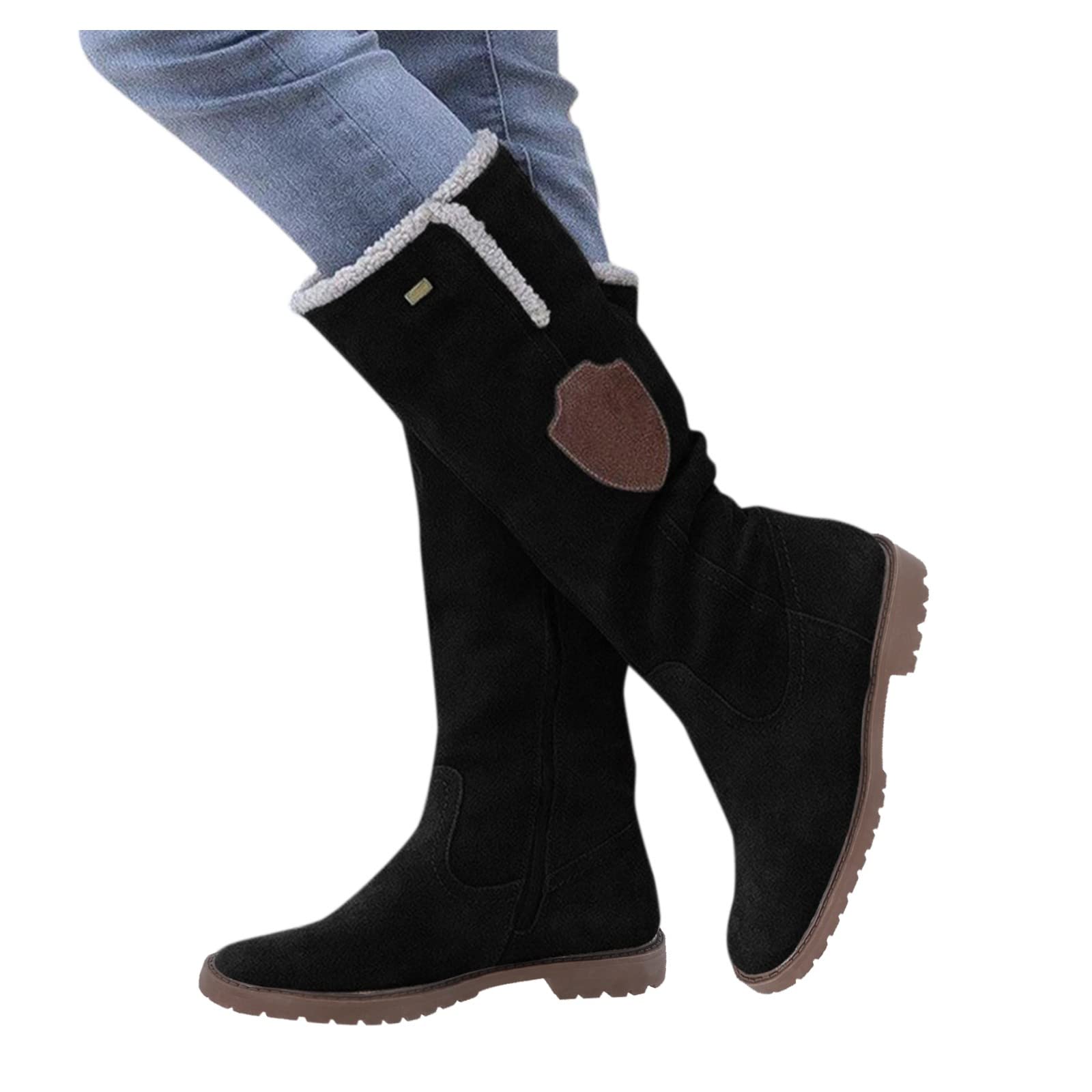 Bottes en Caoutchouc pour Femmes - Bottes Habillées pour Femme Mode Hiver Femme Bottes de Neige Sécurité au Travail Formateurs Bottes Bottes Hiver Fourré avec Doublure Chaud Fourrure Pas Cher