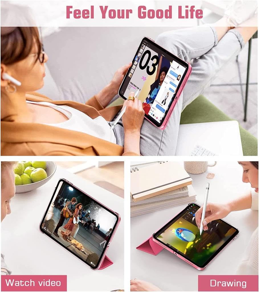 UnDePlus iPad Pro 10.5 ile uyumlu Kılıf PU Deri Smart Standlı Case A1701 A1709 A1852 Karpuz Kırmızısı