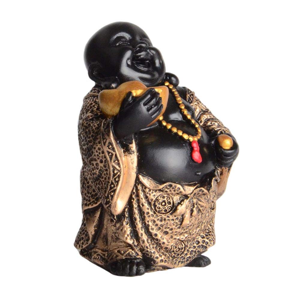 WKP Golden Buddha Statops Hand Holding A Big Yuan Bao Yangtian Laughing Home Ornament Decoration-如图所示,7.5 * 5.5 * 10