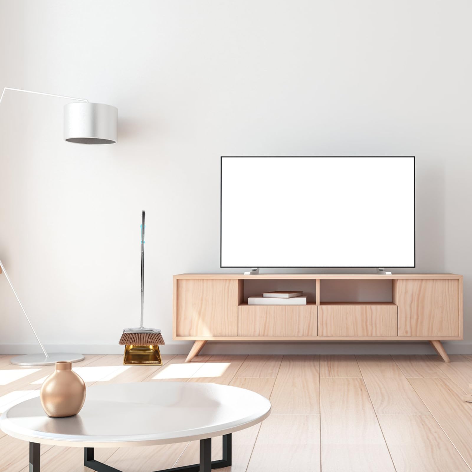 Ergonomisches Besen und Kehrschaufel Satz aus Goldenem Edelstahl Leicht und Tragbar für Lager und Gehwege 1 Satz Reinigungsset für Haushalt und Außenbereich