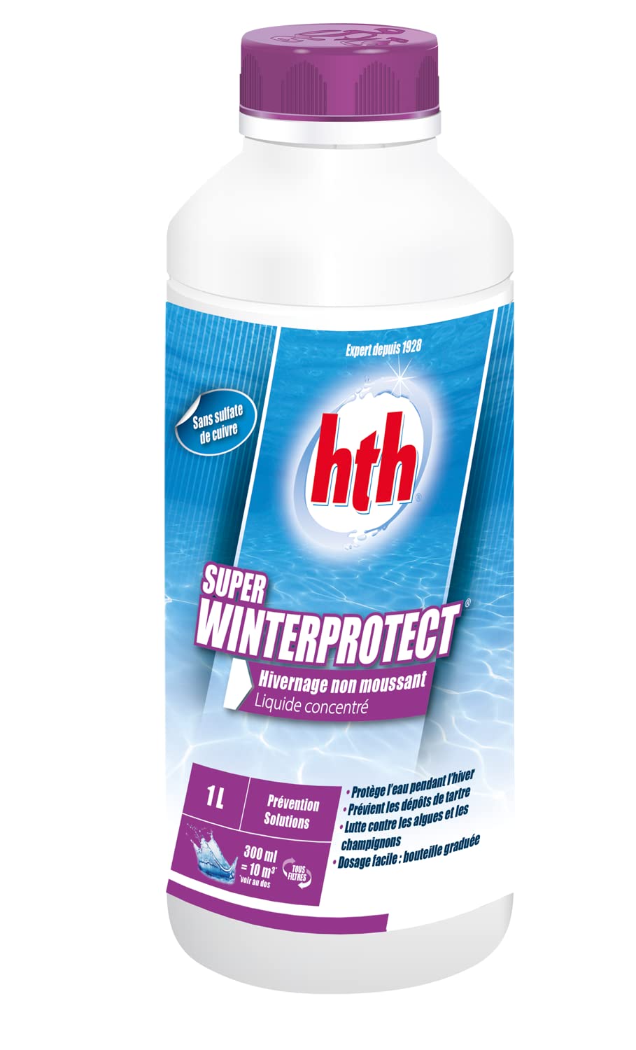 HTH Super WINTERPROTECT Liquide - 1L | Hivernage - Ultra Concentré - Non moussant + 10 Tests HPS OFFERTS 6 en 1
