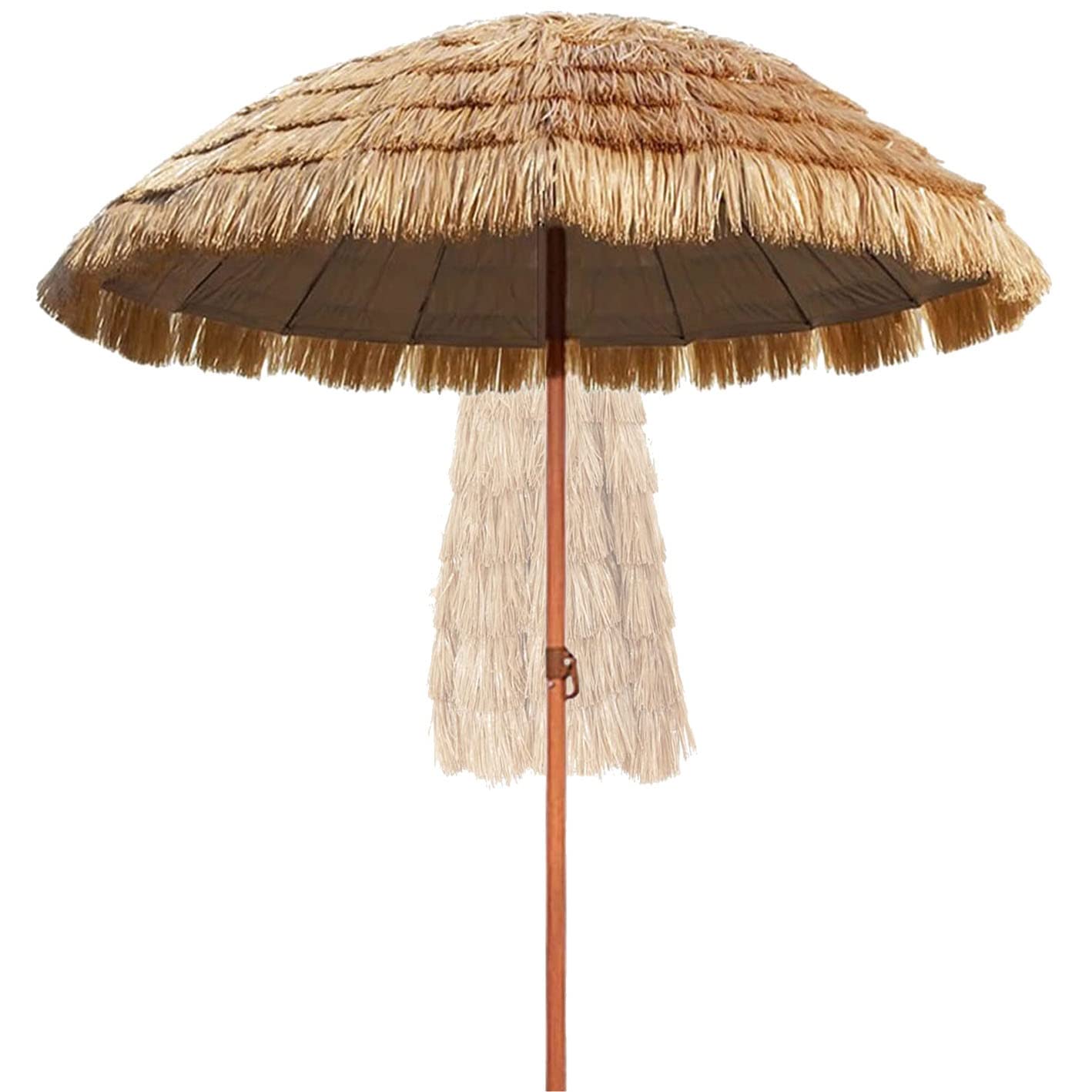 Parasol paille Hawaii Beach rond inclinable 180 cm 8 baleines terrasse