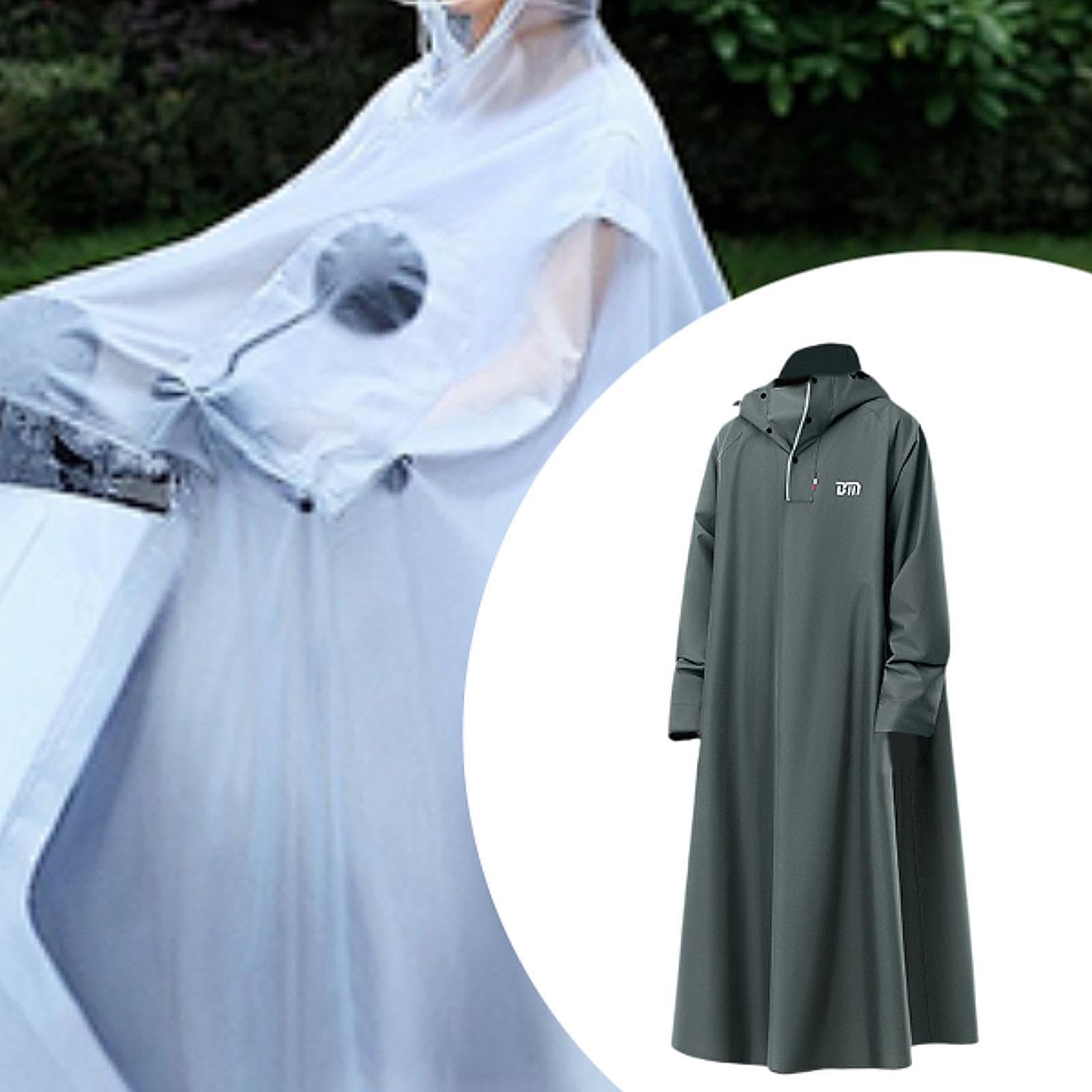 Imperméable avec Capuche Réglable Poncho de Pluie Réutilisable Manteau Imperméable Portable Cape Coupe-Vent Légère en Oxford et PVC Adapté à la