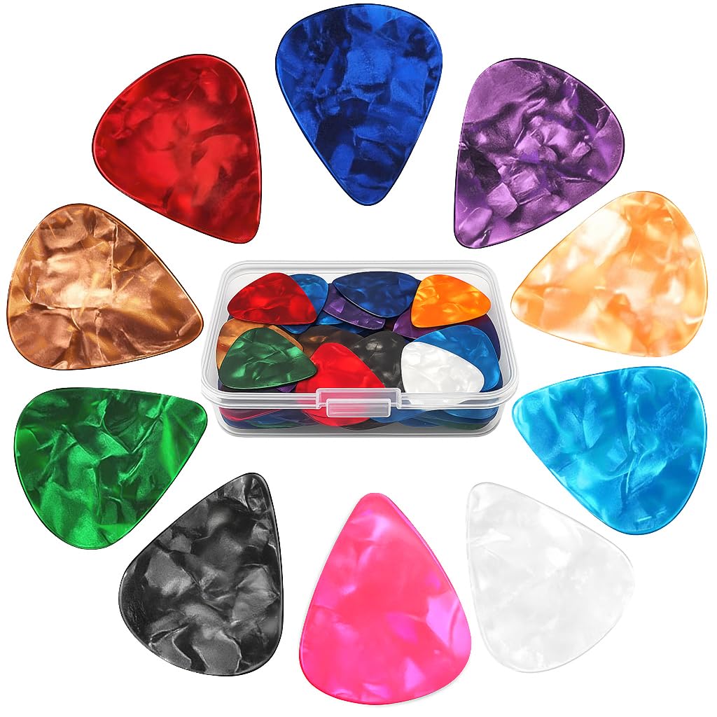 60Pack Guitar Picks With Organizer Box Variety Colorful Guitar Pick - Thin Medium Heavy 3 Different Thickness for