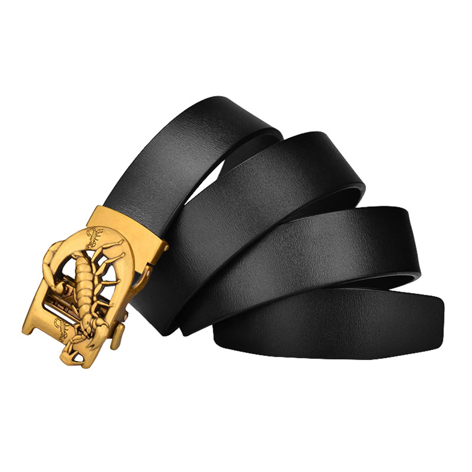 cinturón, Cinturones de cuero for hombre con trinquete y hebilla deslizante automática diseño escorpión, ajuste perfecto