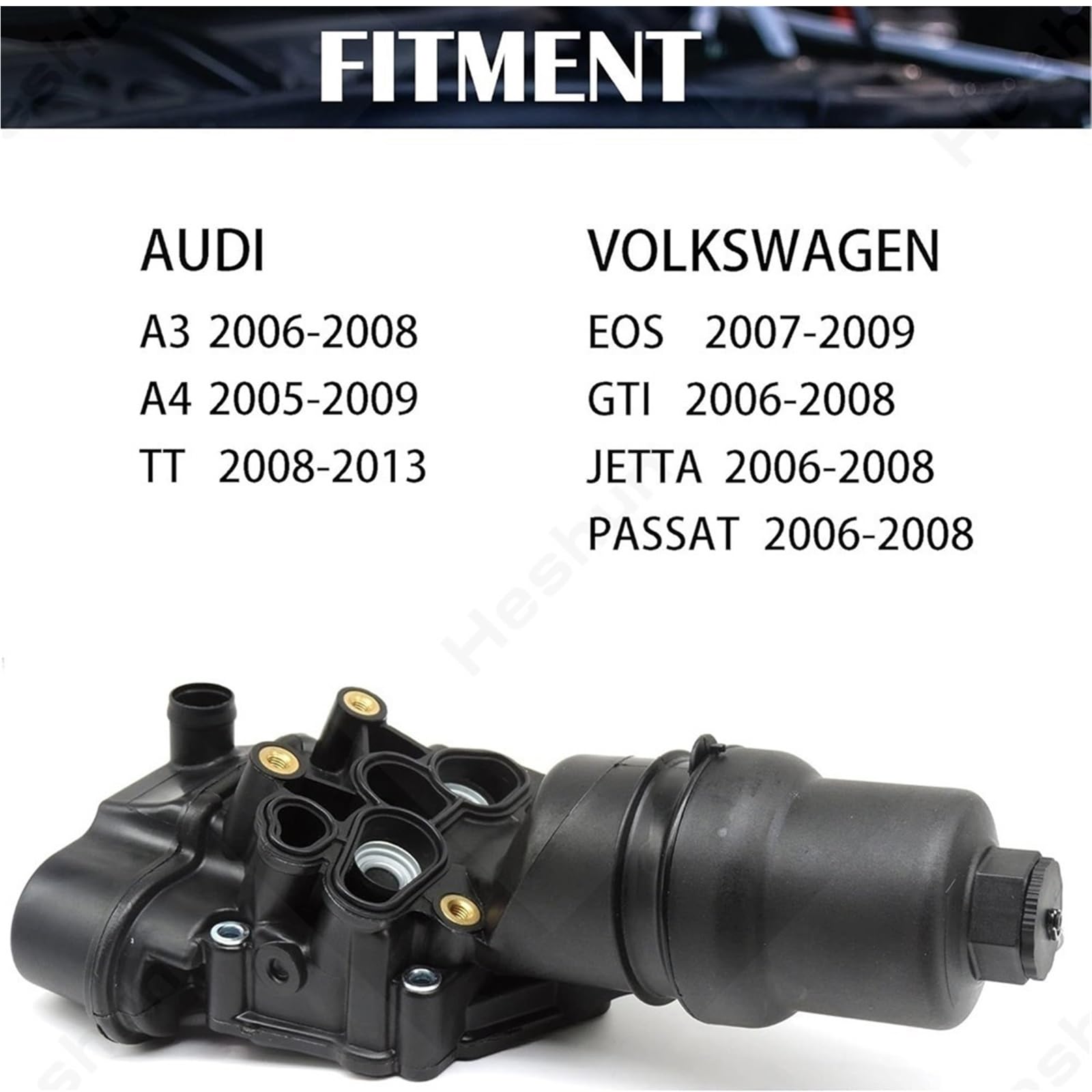 samochodowego filtry oleju samochodowego Filtr Zespół podstawy filtra oleju chłodnicy oleju silnikowego pasujący do Audi A3 A4 TT, pasuje do Volkswagena Eos Golf GTI Jetta Passat