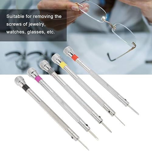 Miniatura 4 de 5 piezas de destornillador ranurado de hoja plana de precisión, destornilladores ranurados, joyería relojero, gafas, relojero, kit de herramientas
