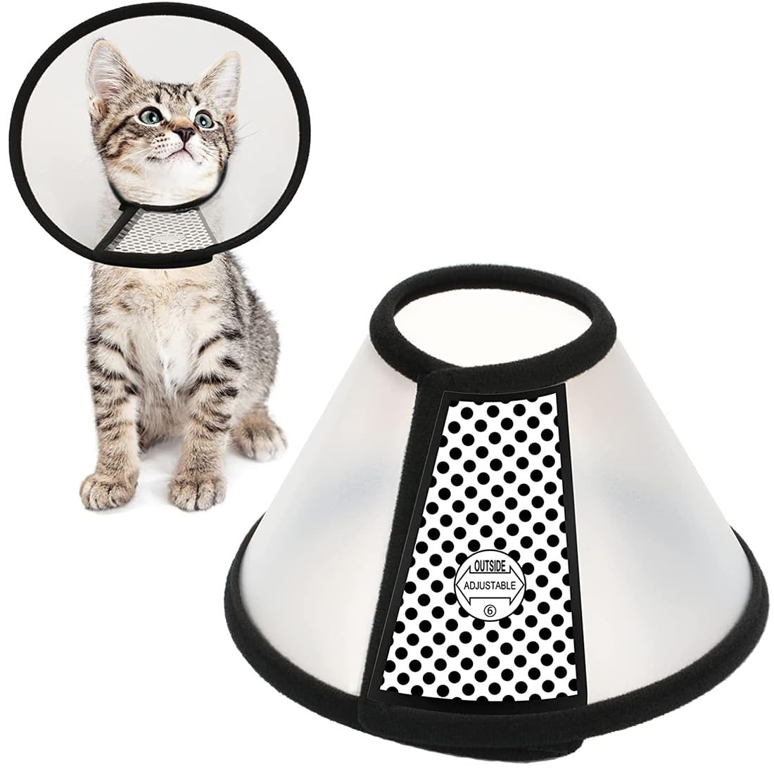 PHCOZY 1 Collar para Mascotas Collarín para Mascotas Conos de Recuperación para Mascotas Cono de Mascota Cono de Recuperación Mascotas Ajustable Adecuado para Gatos Pequeños y Cachorros XS