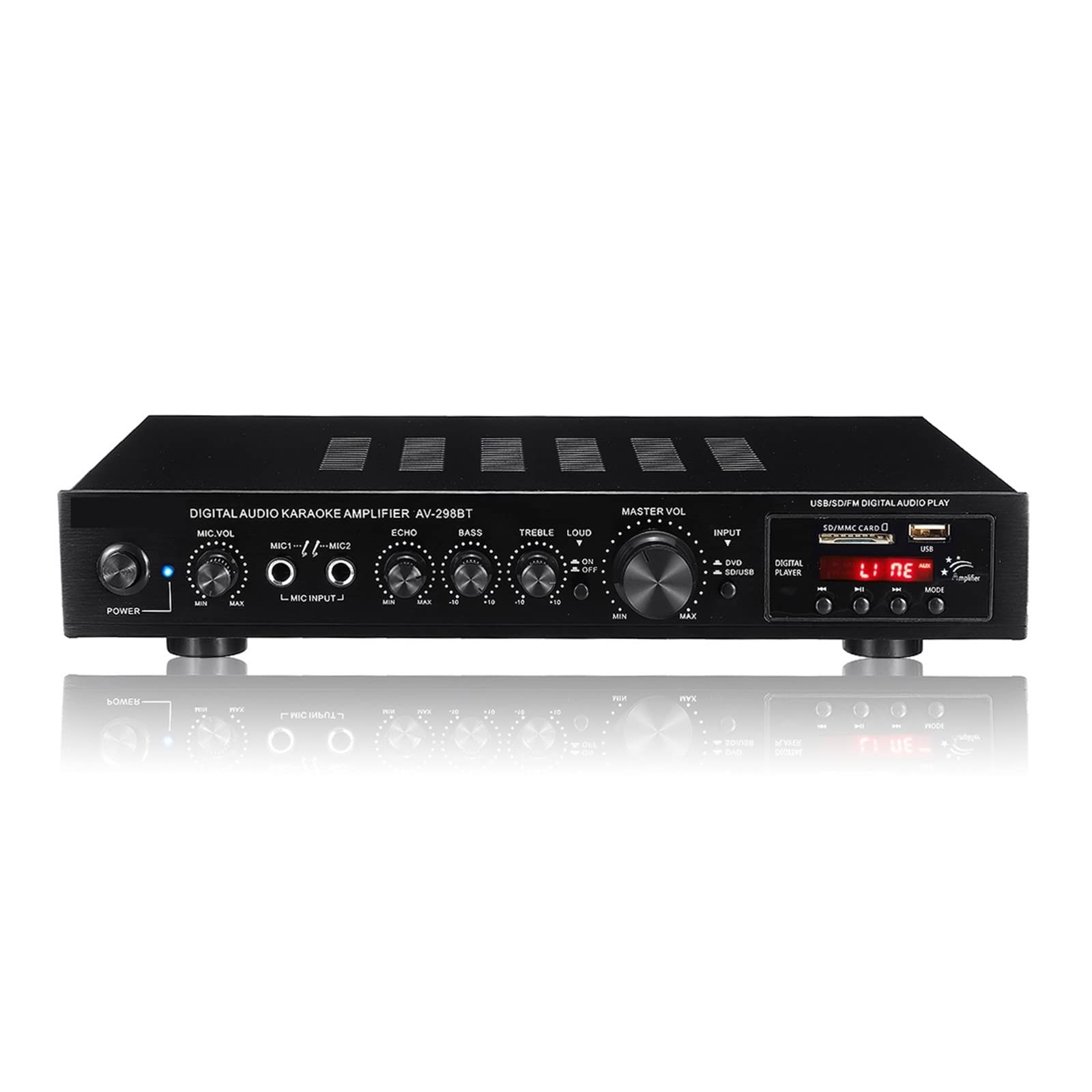 Amplificador Potencia, 4000W 5 Channal Estéreo AV Power 5CH Car Subwoofer Altavoces LED Amplificador Digital for