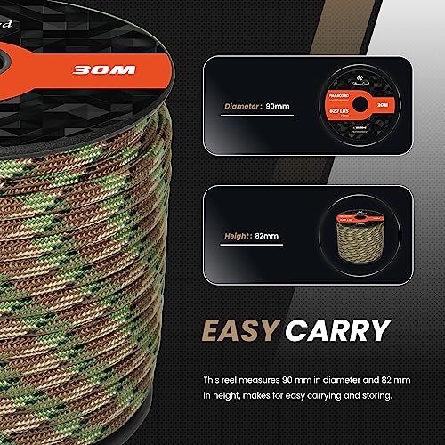 Abma Cord Paracord 620 lbs 4mm 9 Strands 100% Nylon 30M - Scout, Military-scout, 30 Meters - Image 2
