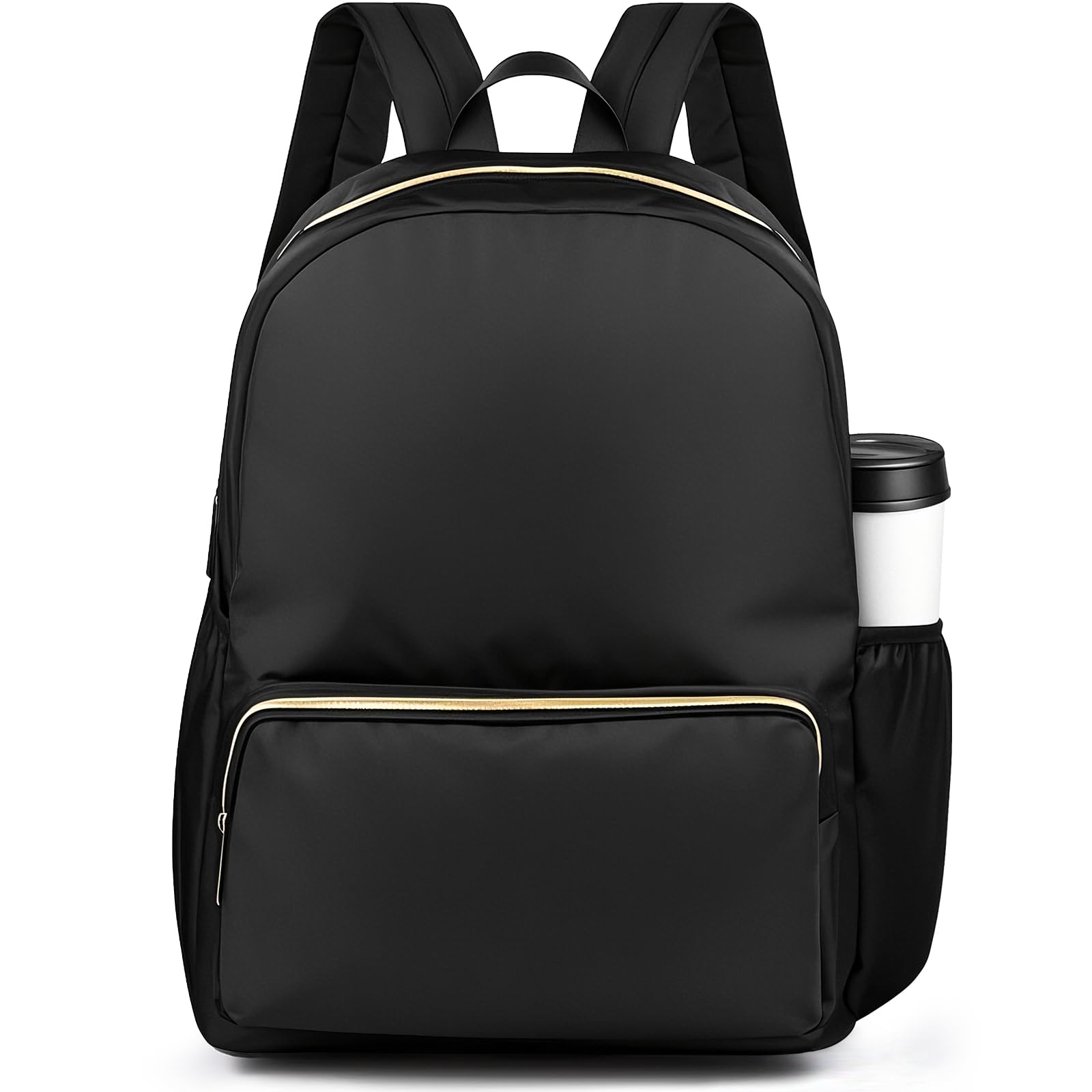 Cunno 1 Piece Nylon Backpack Kids School Backpack for Toddler Girls Boys Plain Waterproof Preppy Bookbags Travel for Student (Black)