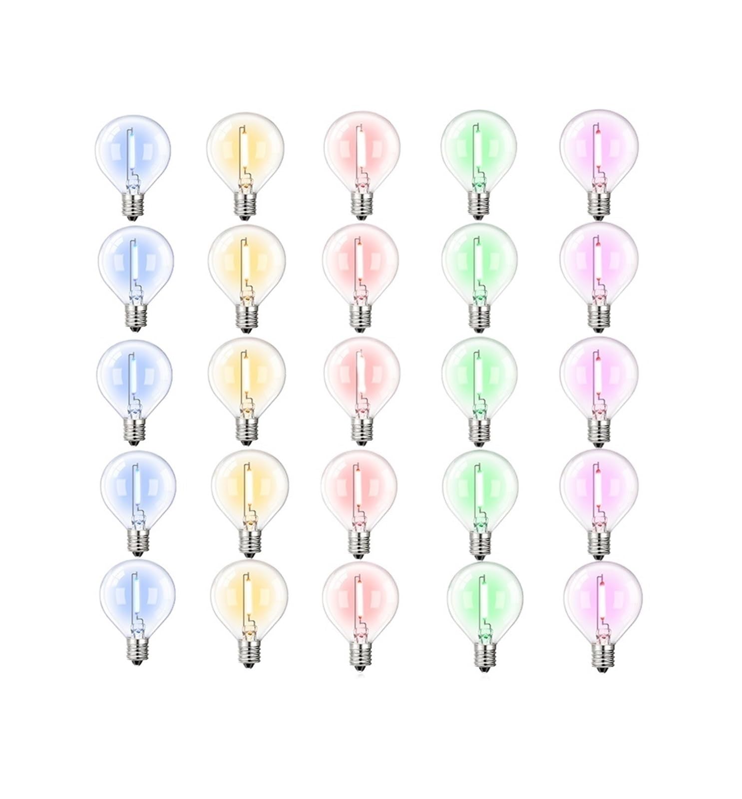wenwendianzi G40 Colored Led String Light Replacement Bulb E12 Base 1W(E12 110V,15PCS MIX COLOR_WITHOUT CABLE_YES_1W)