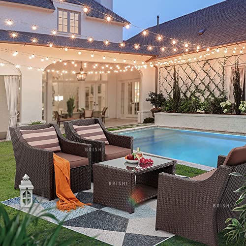 Image of Amazon Brand - Solimo Solara Outdoor 4 Seater Sofa Set | Balcony Sofa | Patio Furniture Sets | Conversation Sets | Wicker | Garden | Balcony | (Dark Brown)