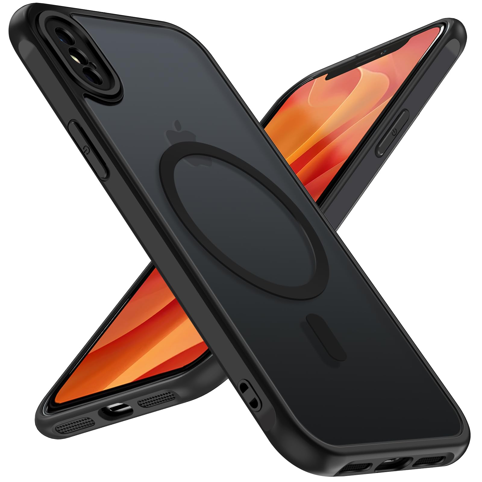 iVoler Magnetyczne etui na telefon iPhone XS Max 6,5 cala, [kompatybilne z MagSafe] [Ochrona przed wstrząsami klasy wojskowej] Półprzezroczyste matowe tylne cienkie silikonowe etui ochronne