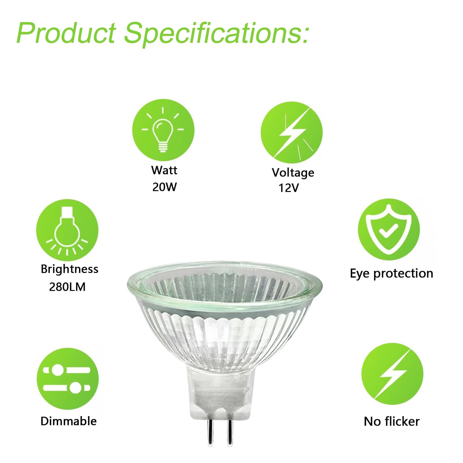 Trubuyware MR16 Halogen Light Bulbs, Gu5.3 Halogen Spotlight Bulbs 2 Pins Dimmable - Image 3