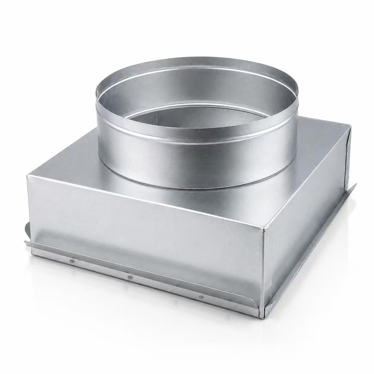 12" x 12" Ceiling Register Box with 10" Round Collar, Galvanized Steel HVAC Duct Boot for Ceiling Registers and Diffusers